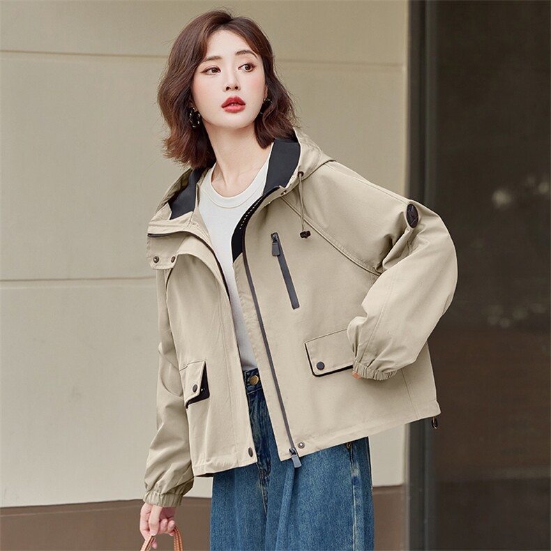 派克服外套女2024春秋季新款小个子欧货漂亮休闲减龄短款工装夹克,女装短外套,慕依路