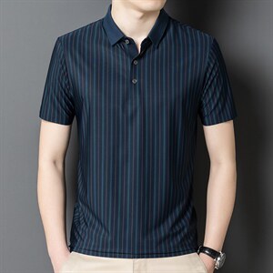 夏季新款男士翻领短袖t恤中年有领男装上衣服休闲POLO衫图片