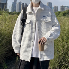 高街ins潮牌休闲宽松夹克春秋季韩版小香风格子外套男W6384-P72，男装夹克，星座512-2