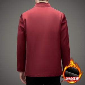 继续主推中老年风唐装棉服男中山装盘扣外套复古加绒棉衣图片
