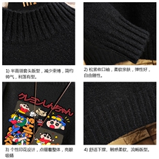 半高领毛衣男士大码针织衫男毛线衣男网格M18311-P45加绒款-P65，男装针织衫/毛衣，电商A040A