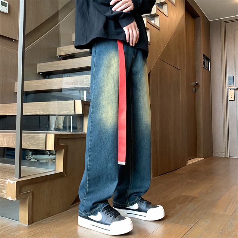 美式复古百搭高街潮牌宽松直筒牛仔裤A158-NZK802-P35特价,男装牛仔裤,电商A158