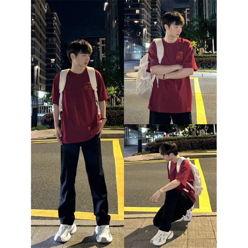 M526-P35潮牌重工刺绣logo夏季纯棉百搭宽松短袖T恤男女同款,男装T恤,星座617A-1（原B318A）