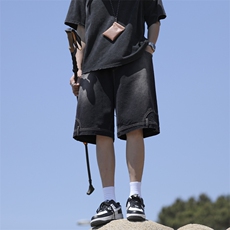 牛仔短裤男士2024夏季新款美式潮牌宽松休闲五分裤DK836-特批-35，男装牛仔裤，星座718-1