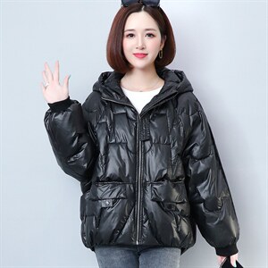 时尚百搭宽松显瘦黑色棉服女冬季新款加厚保暖外套图片