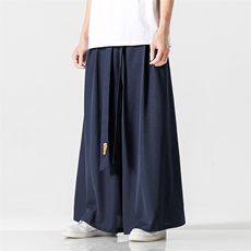 夏季风休闲宽松阔腿长裤黑色汉服直筒裤宋裤情侣潮K332/P85，男装民族服装，电商A221A