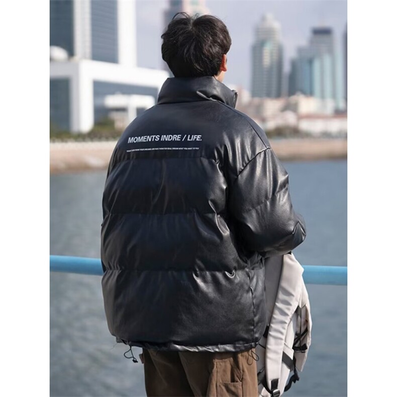 1506-1/MM97031/P66pu皮男款秋冬美式立领外套高级感工装面包服图片