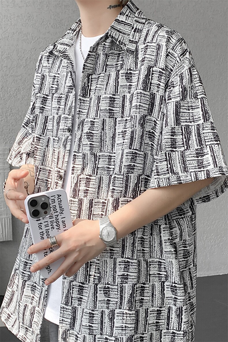 8XL-M花衬衫男款短袖夏季冰丝薄款花衬衣大码寸衫外套DC28013P38,男装衬衫,电商B312