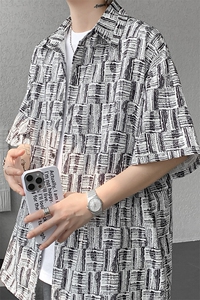 8XL-M花衬衫男款短袖夏季冰丝薄款花衬衣大码寸衫外套DC28013P38图片