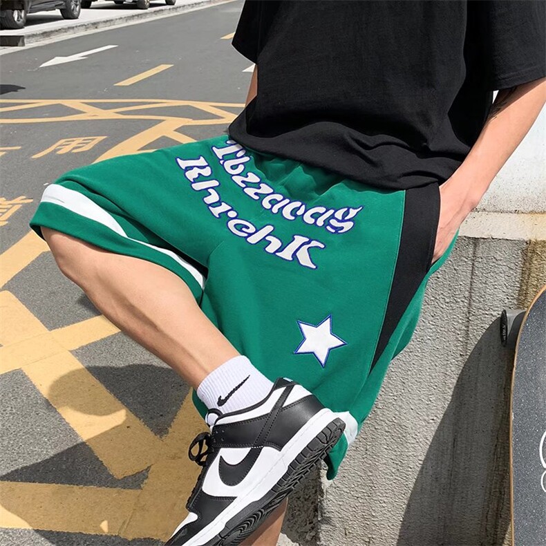 简约新款印花时尚潮牌夏季日系休闲裤刺绣坠感D627P30图片