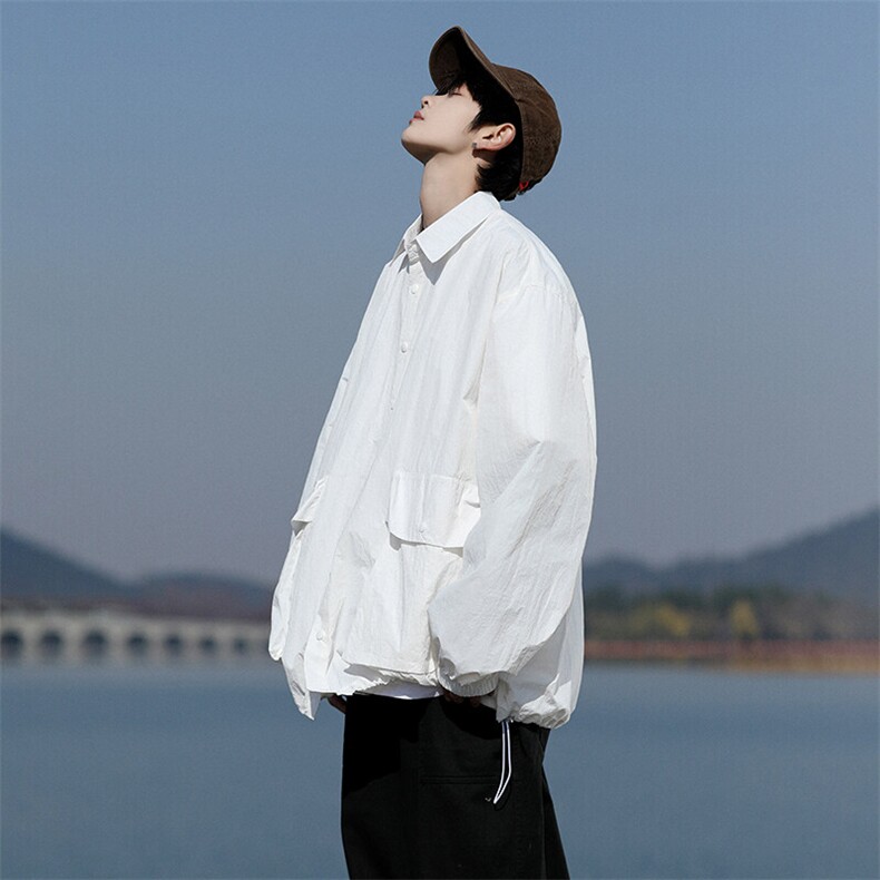 8XL-M轻薄透气防晒衬衫廓形外套大码夏季冰丝多口袋衬衣JK5203P50,男装夹克,电商B238
