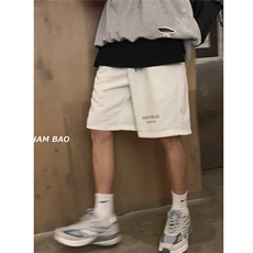 wassuphappy字母运动短裤男夏季2025新款潮牌宽松中裤休闲五分裤，男装牛仔裤，星座502