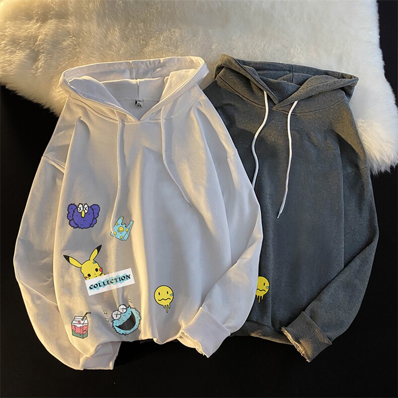 WY2079-P35加绒款-P40纯棉连帽卫衣男大码运动帽衫宽松薄外套男,男装卫衣,电商A040