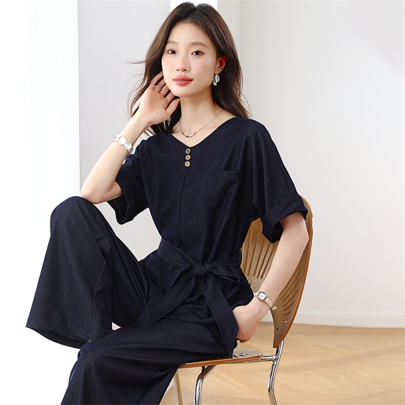 夏季新款2025套装女时尚气质简约洋气时髦两件套,女装套装/套裙,婷轩阁