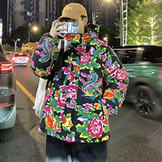 MY206东北大花连帽加厚保暖防寒棉衣外套风特色棉服情侣花衣，男装棉衣，星座115A(原星座507）