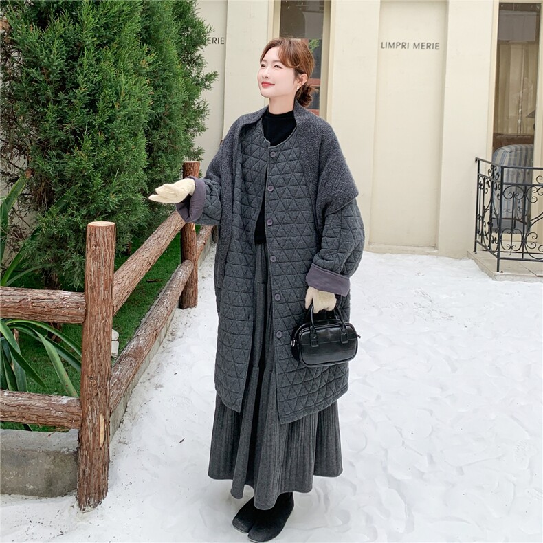 新款出货中灰色菱格棉服外套C75-P215K328,女装棉衣/棉服,2C272