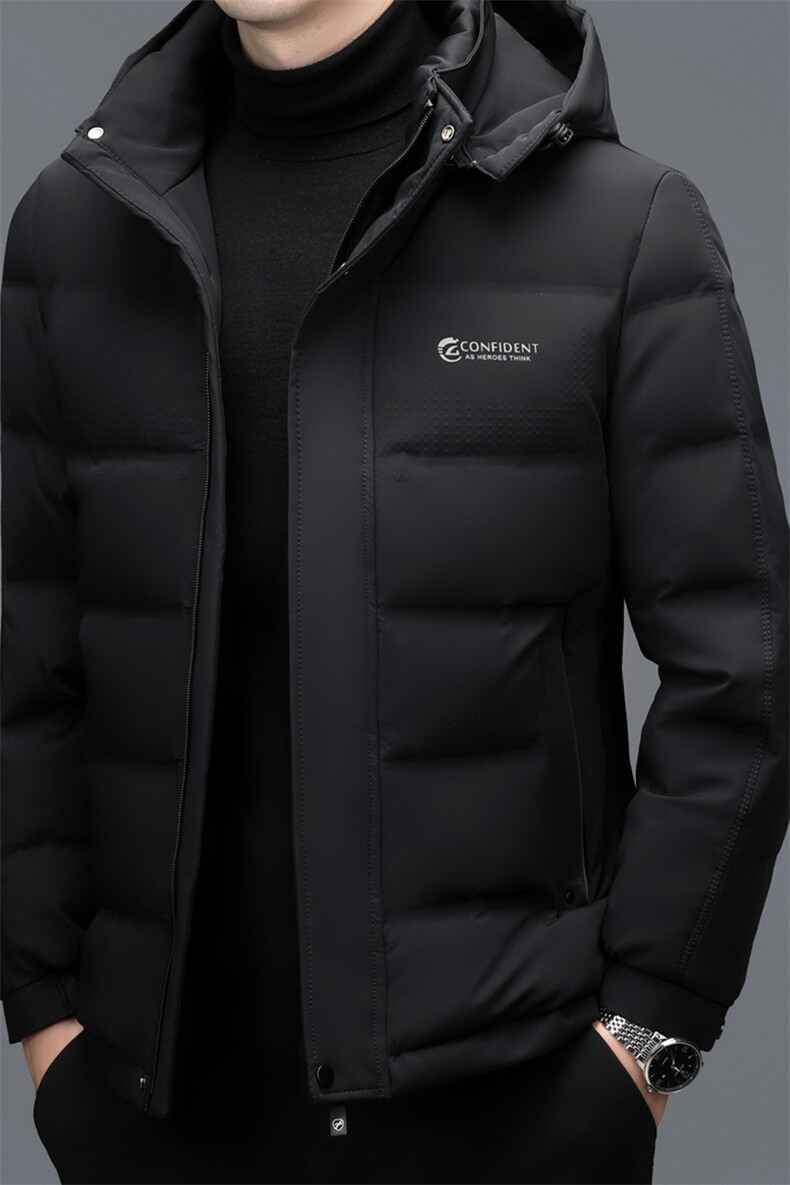 冬季男士白鸭绒短款羽绒服保暖品质连帽加绒加厚休闲简约上衣男装,男装羽绒服,钱塘6003（原4033）