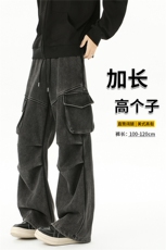 190高个子加长版工装裤男宽松慵懒水洗做旧卫裤115cm裤子KZ036P60，男装休闲裤，电商B312