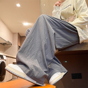 8XL-M 特大码肌理感冰丝薄款休闲裤长裤男宽松百搭情侣裤K955P65图片