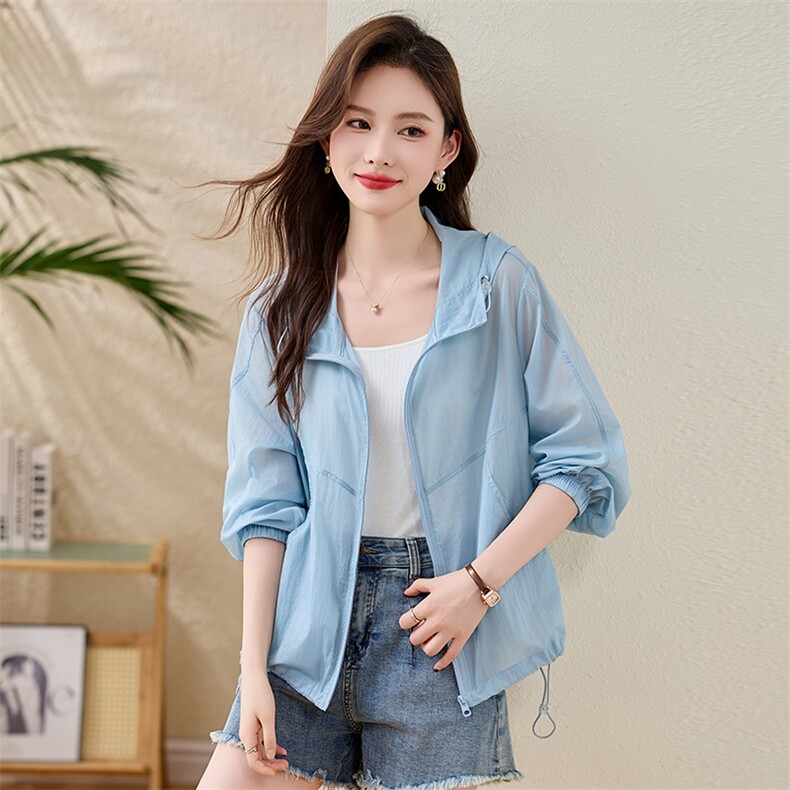 轻薄连帽防晒衣女款夏季2025新款宽松透气外穿薄款防晒服短款外套，女装防晒衣，慕咨