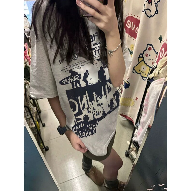 T0794-P25男女款情侣印花纯棉T2024潮美式复古短袖,男装T恤,星座617A-2