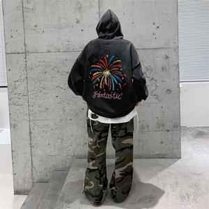 美式潮牌重磅水洗做旧连帽卫衣力推大码男XZ517A-2-Y7760-P68图片
