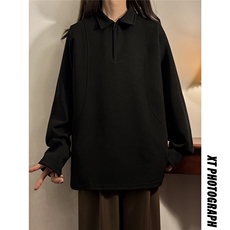 2026年春季新款美式polo衫卫衣女中性宽松翻领长袖T恤TX221-P30，男装T恤，电商C213(原B265)