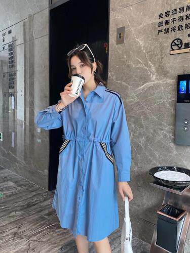 爱美欧秋款现货收腰版衬衫连衣裙，女装衬衫，爱美欧