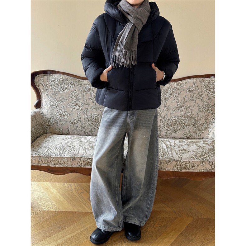 517A-8-Y90-P68 基础款连帽棉服中性男女同款cleanfit纯色短款图片