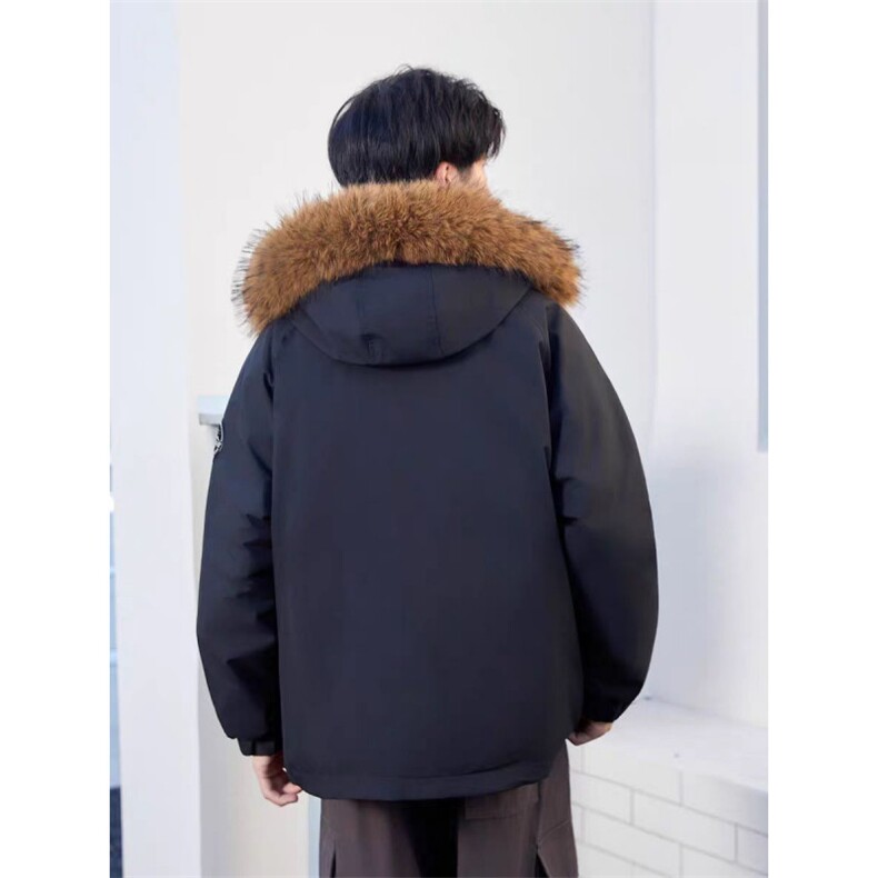 (网图)加厚情侣款羽绒服白鸭绒户外短款带毛领313B-YJ801-P140,男装羽绒服,星座313B