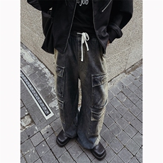B221美式ins高街暗黑小众渐变色宽松工装牛仔裤LK23143-P80控108，男装牛仔裤，电商B221