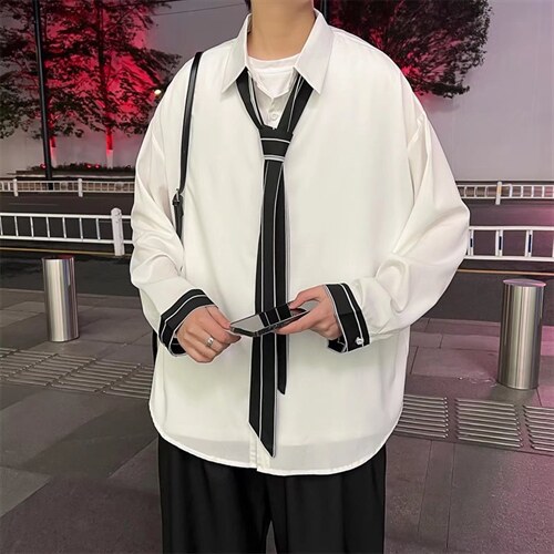 长袖领带衬衫春款男港风潮流C8829，男装衬衫，星座1116-2