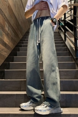牛仔裤男直筒宽松大码抽绳美式裤子长裤K8471-P38【特价】，男装牛仔裤，电商A007