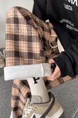 8XL-M特大码加厚毛呢料格子休闲裤宽松直筒长裤子男裤毛呢裤K946，男装休闲裤，电商D206-1
