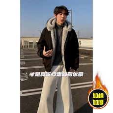现货高品质美式高街冬季重磅狼王座山雕毛毛领棉衣男女款加厚外套，男装棉衣，电商A486-1