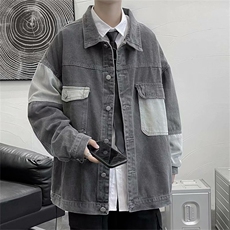潮流ins拼接宽松工装夹克春秋季韩版牛仔外套男士上衣W5944-P55，男装夹克，星座512-2