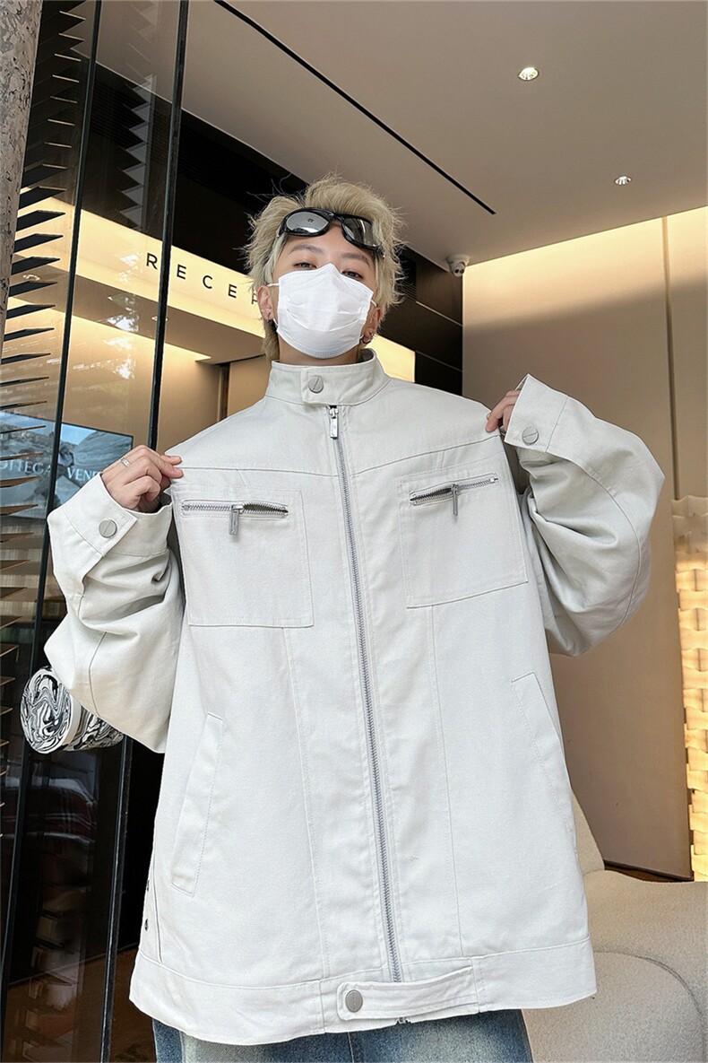 复古哈灵顿水洗帆布夹克男女春秋新款cleanf美式立领工装休闲外套,男装工装外套,星座505-2（原电商A260-1)