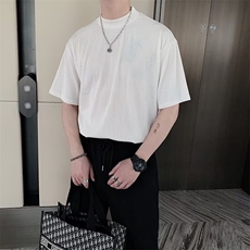 夏季运动短袖速干T恤健身衣服男纯色螺纹圆领宽松休闲撸铁训练服，男装T恤，星座506A