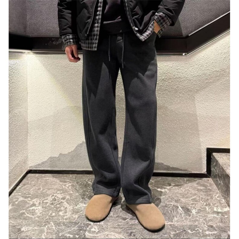 网图现货！冬季新款简约加绒加厚卫裤休闲长裤-EX51218JR-特批40,男装休闲裤,电商A061