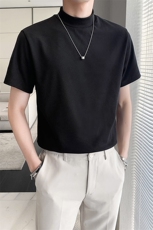 盗图素雅纯色小高领打底衫百搭短袖男T恤M33/P20特控45，男装T恤，电商A243