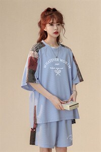 中性风 2023夏季新款腰果花字母印花运动休闲套装 TZ953 p65控88图片