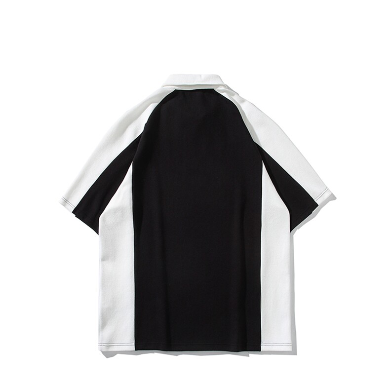 特P35无差价新款时尚夏季百搭拼色POLO衫-POLO01日系白底,男装Polo衫,电商A003