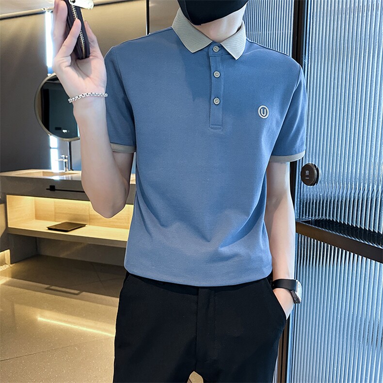 2024持续大码短袖T恤翻领U字刺绣Polo衫T066-特P40,男装T恤,电商D342