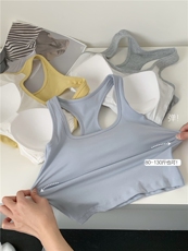 小方领显胸显腰细自带胸垫吊带工字背心女内搭bra防走光打底上衣，女装背心吊带，梦白服饰厂
