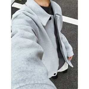 有货~秋冬ins韩版落肩毛呢短款夹克外套棉衣NZ03薄款P125-加棉135图片