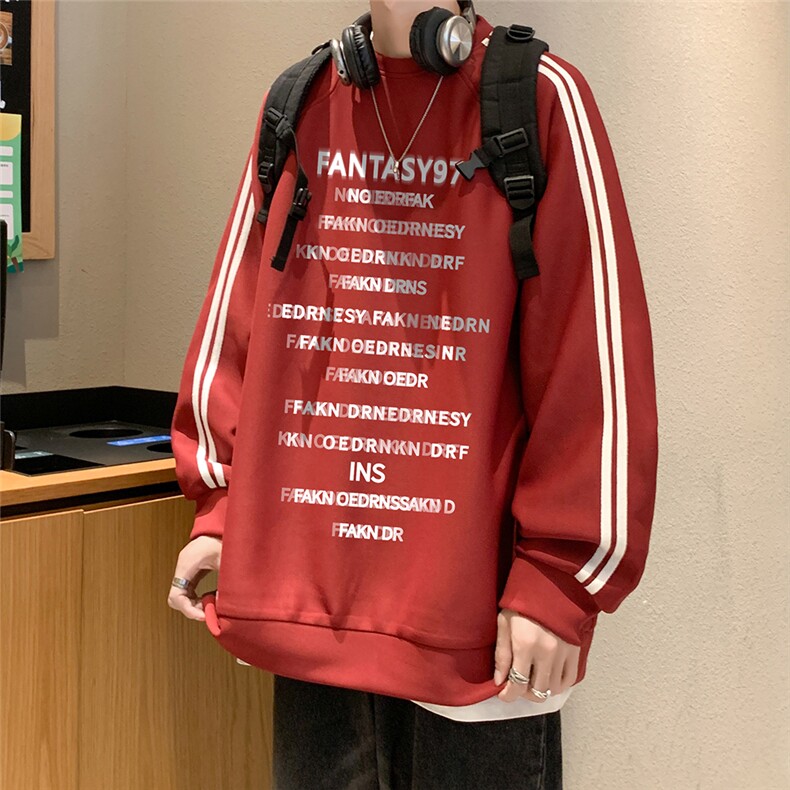 港风新款秋季时尚百搭宽松字母印花潮流卫衣B6903P45控68,男装卫衣,电商A268A
