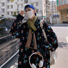 送围巾秋冬季提花毛衣男bf港风宽松针织衫情侣百搭外套M213-P60，男装针织衫/毛衣，星座512-4
