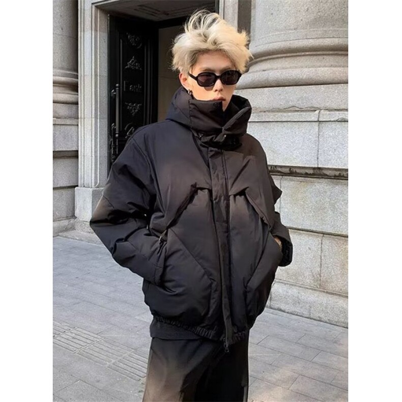 冬季加厚连帽棉服男纯色宽松休闲小众解构保暖面包服外套MF014,男装棉衣,星座1116A（原606A-3）
