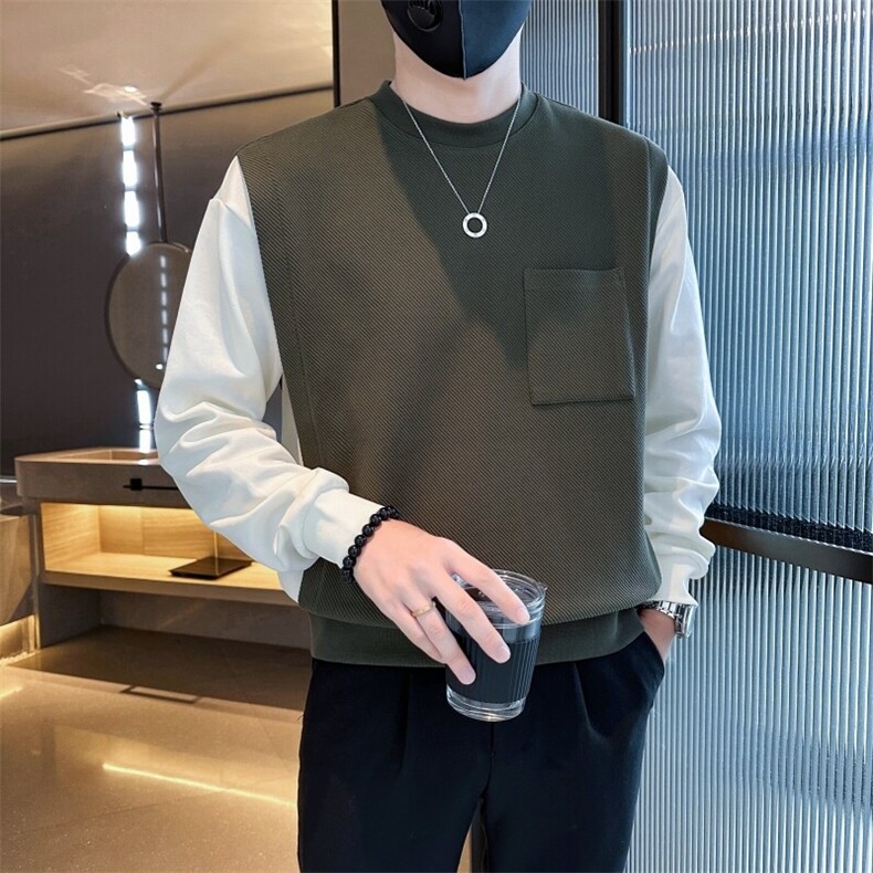 现货2025秋季新款社会小伙假两件卫衣男帅气外套W12P75控108，女装短外套，电商B276A