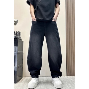 春季直筒牛仔裤男美式水洗做旧简约宽松青年痞帅阔腿裤N669